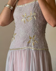 Vintage 70s Drop Waist Beaded Dress Sunrise Lilac