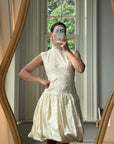 Vintage 90s Cream Broderie Anglaise Bubble Mini Dress