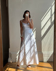 Vintage 90s Satin Empire Slip Wedding Dress With Tie