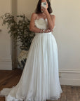 Vintage Y2K Cupcake Strapless Chiffon Wedding Gown
