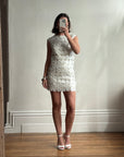 Vintage Y2K Lace Sequin Flower Mini Dress