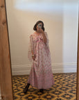 Vintage 70s Fairy Flower Garden Maxi Dress Pink