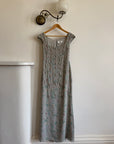 Vintage 90s Badgley Mischka Silver Pure Silk Embellished Gown