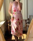 Vintage Y2K Floral Embellished Slip Dress Baby Pink