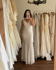 Vintage 90s Silver Sequin Fairy Wedding Dress With Scarf