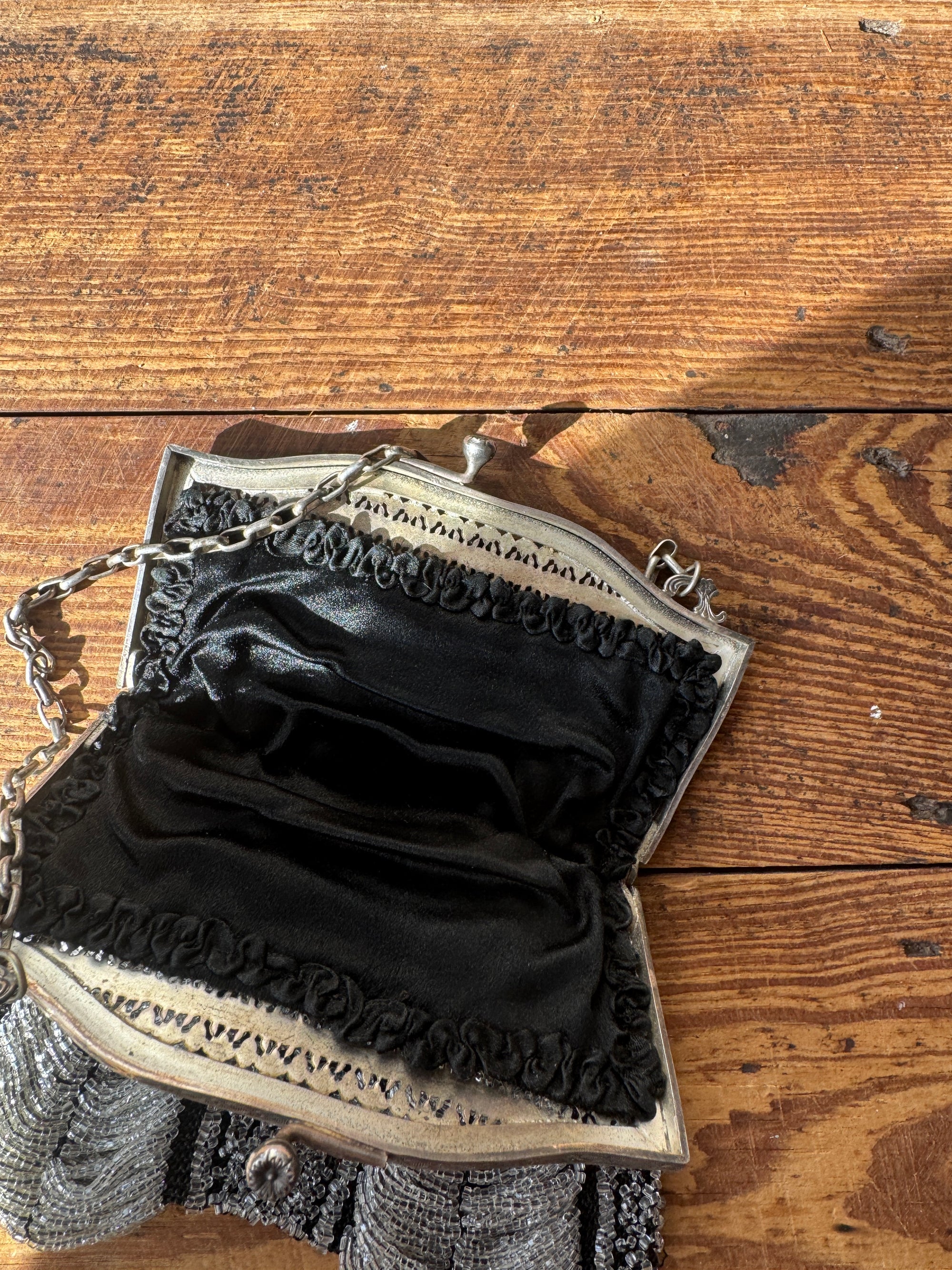 Antique 1920s Ornate Art Deco Evening Bag Noir