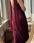 Vintage 90s Burgundy Slip Dress With Pink Sequins and Scarf