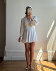 Vintage 70s Satin Jacquard Poet Sleeve Mini Dress