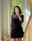 Archival Y2K Lace Ruffle Mini Dress Noir