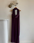 Vintage 90s Aubergine Cowl Neck Dress With Scarf