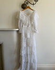 Vintage 70s Tiered Lace Wedding Dress Crisp White
