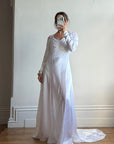 Vintage 40s Liquid Silk Satin Sheer Lace Wedding Gown