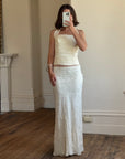 Vintage 90s Beaded Halter Two Piece Bridal Slip Set