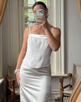 Vintage 90s Satin Jacquard Bodice and Skirt Set Ivory