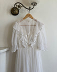 Vintage 70s Polka Chiffon Frill Wedding Dress