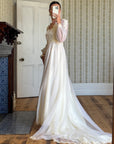 Vintage 70s Lace Poet Sleeve Wedding Dress Ivory