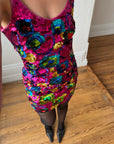 Vintage 90s Rainbow Disco Sequin Party Mini Dress
