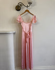 Vintage 30s Baby Pink Liquid Satin Slip with Creme Lace Trim