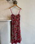 Vintage 90s Flirty Rose Silk Midi Dress