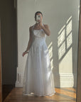 Vintage 90s Basque Halter Embellished Wedding Gown