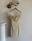 Vintage 80s Draped Pearl Body Con Mini Creme