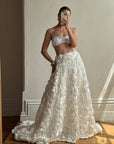 Vintage Y2K Rosette Bridal Skirt with Train