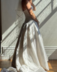 Vintage Y2K Pure Silk Drop Waist Satin Strapless Wedding Gown