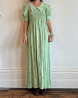 Vintage 70s Petite Floral Collared Maxi Dress