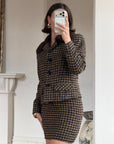 Vintage 90s Italian Chocolate Plaid Twin Faux Fur Set
