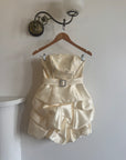 Vintage 90s Bubble Bridal Micro Mini Champagne