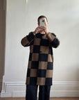 Vintage 80s Pure Wool Checkerboard Oversized Cardi