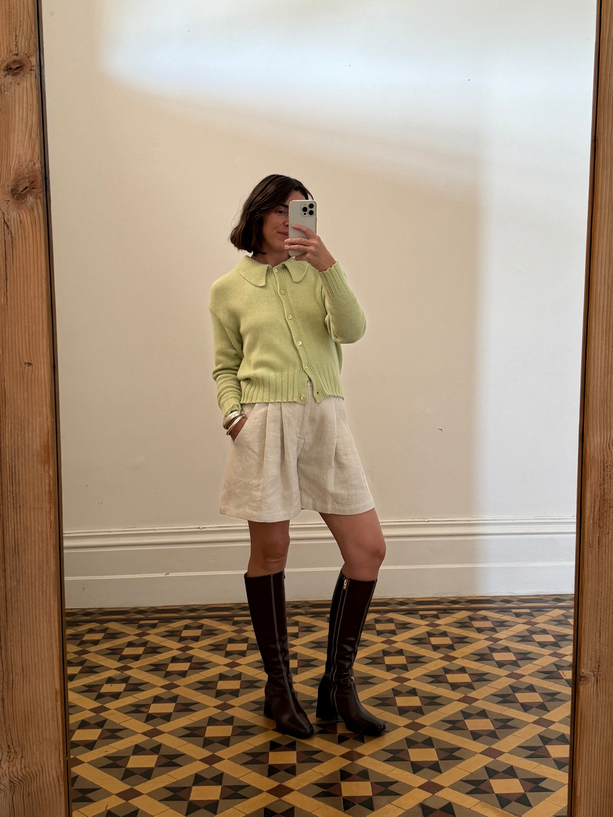 Vintage Laurel Angora and Silk Cardi Pistachio