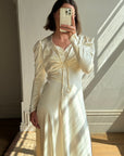 Vintage 30s Creme Liquid Satin Dress with Train and Jacket