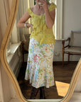 Vintage Y2K Lemon Lime Pure Silk Frill Top