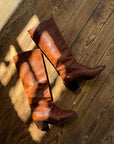 Vintage 70s Cognac Leather Calf High Boots Made in Brazil