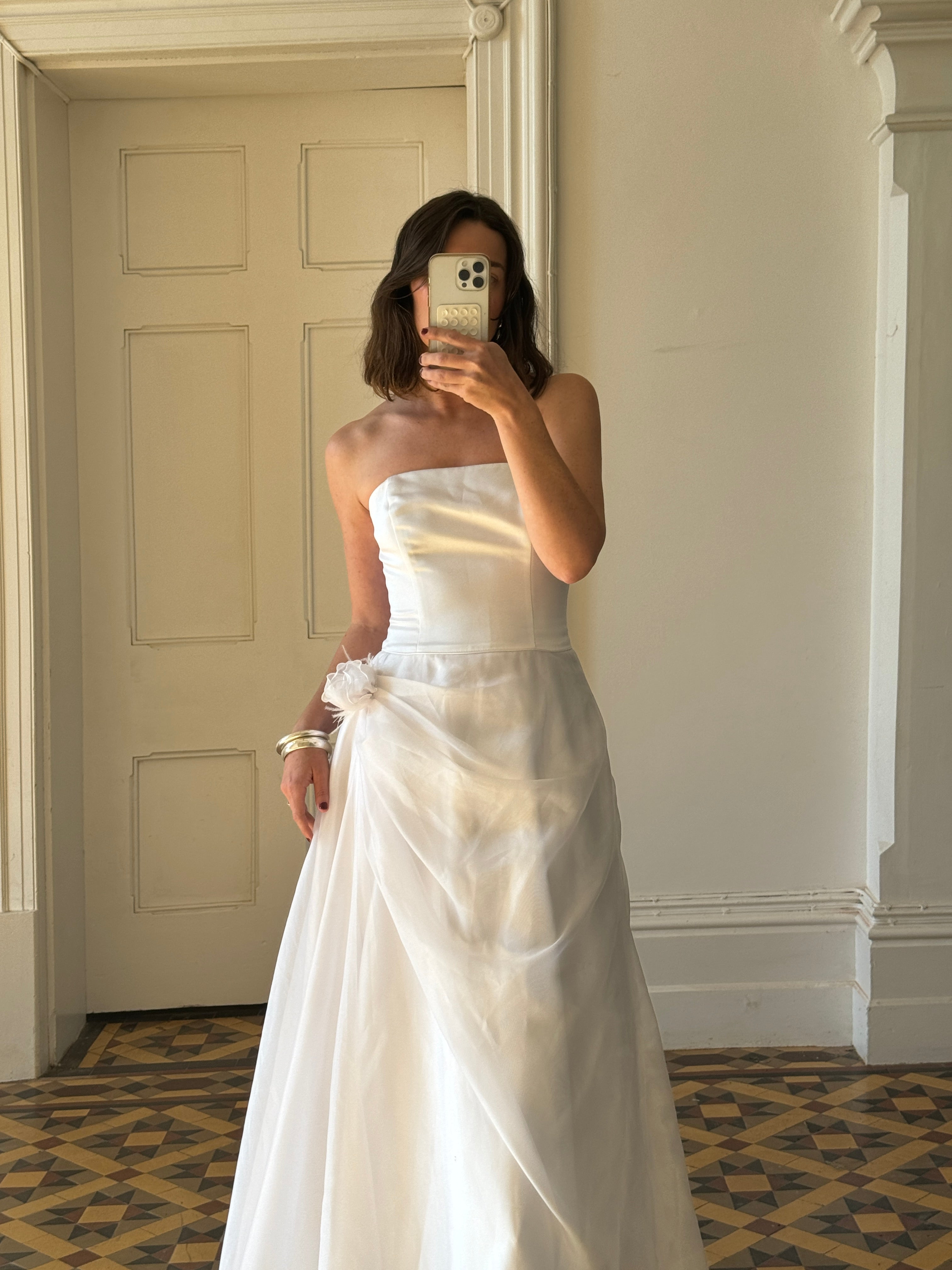 Vintage 90s Princess Strapless Wedding Dress