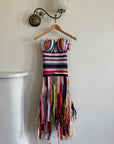 Vintage 90s Multi Coloured Zipper Low Rise Bustier Dress