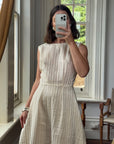 Vintage 60s Crinkle Classic Dress Creme