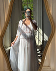 Vintage 80s Lace Peignoir and Slip Set