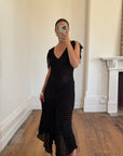 Vintage 90s Crinkle Sheer Fairy Dress Noir