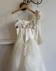 Vintage 90s Rosette Tulle Princess Wedding Gown with Gloves
