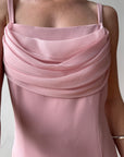 Vintage 90s Crepe Cowl Neck Slip Dress Dusty Rose