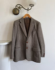 Vintage 60s Wool Blend Brown Herringbone Blazer