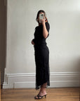 Vintage 90s Mesh Smocked Two Piece Set noir