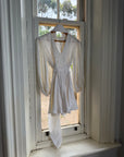 Vintage 70s Satin Jacquard Poet Sleeve Mini Dress