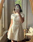 Vintage 90s Christian Dior Guipure Lace Structured Bridal Mini Creme
