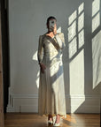 Vintage 40s Liquid Satin Classic Bridal Midi With Bows