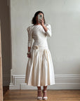 Vintage 80s Pure Silk Drop Waist Bridal Midi
