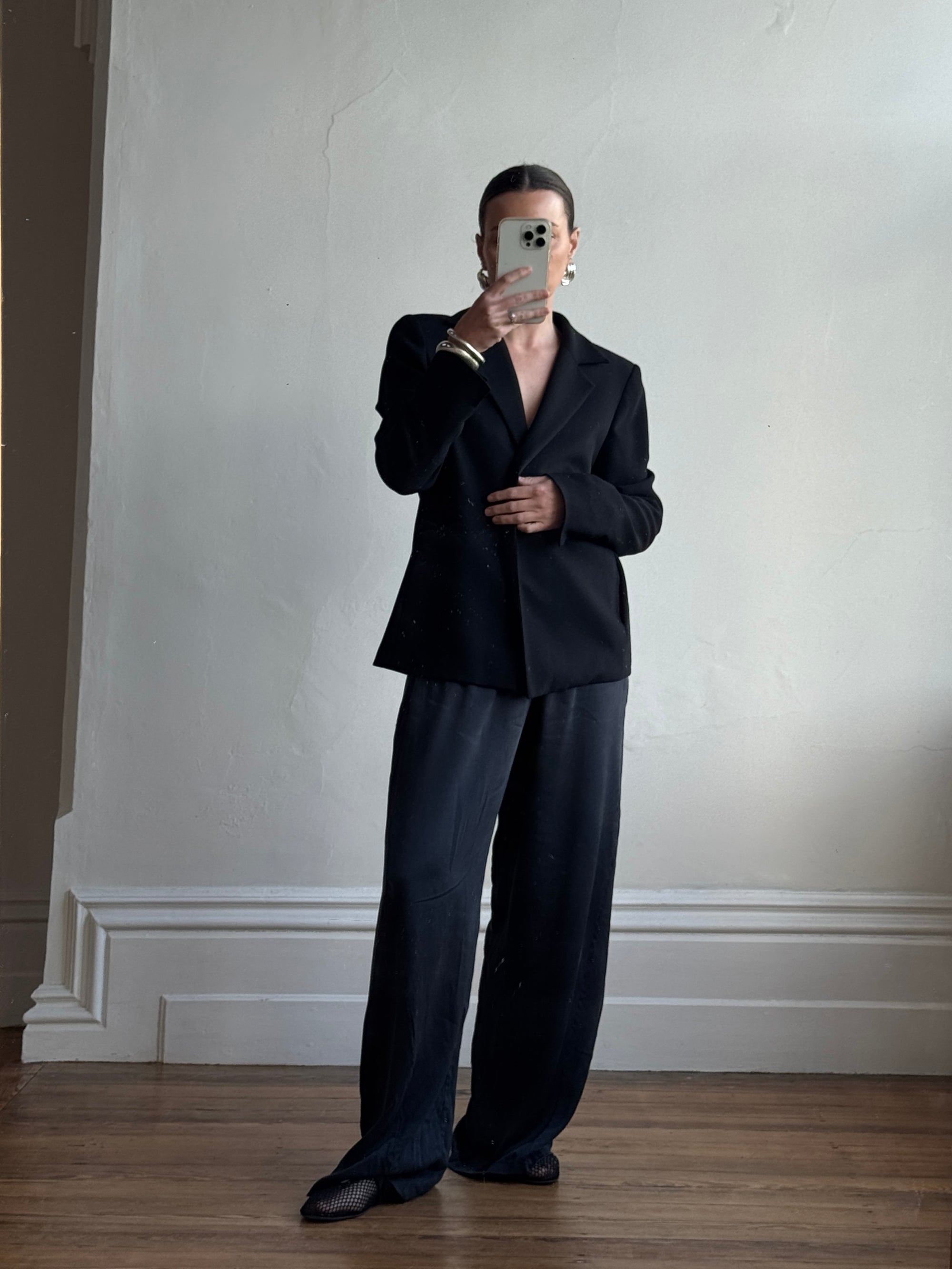 Vintage 90s Tailored Wool Blazer Noir
