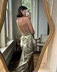 Vintage 90s Gold Shimmer Backless Gown